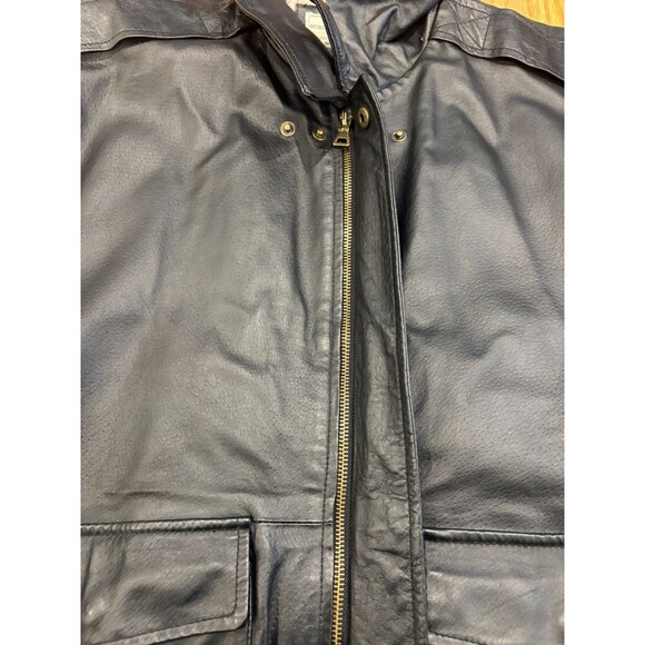 SCANDIA WOODS Leather Jacket Mens Size Large Black Bomber Motorcyle Fully Lined - Picture 9 of 12